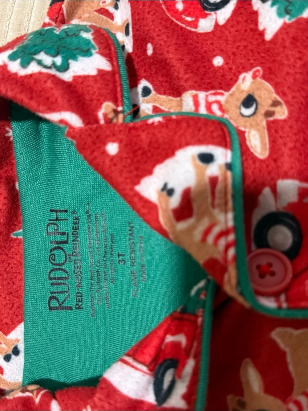 Kids Red Holiday Reindeer & Truck Fleece Pajama Set